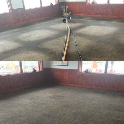 Restaurant carpet cleaning, with very heavy greasy soil