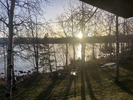 Sunrise from back deck of cabin 13