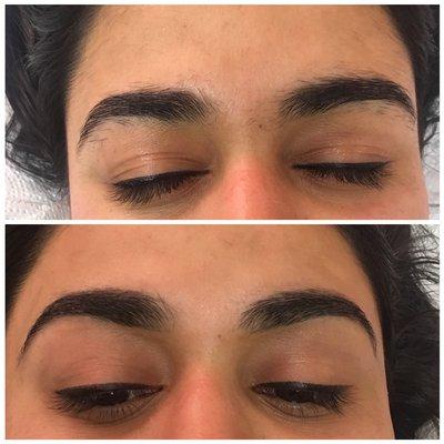 Brow wax and shape.