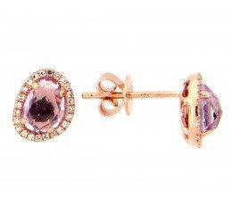 Rose Gold, Pink Amethyst and Diamond Earrings!