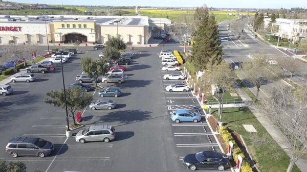 Aerial view of the 10 supercharger stalls and 2 charge points