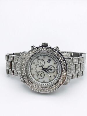 JEO RIDEO 10k DIAMOND MOTHER OF PEARL DIAL STAINLESS STEEL WATCH