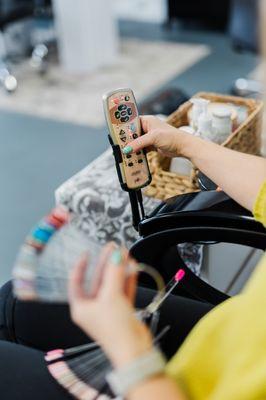 Massage chairs to relax and enjoy while getting your luxury pedicure