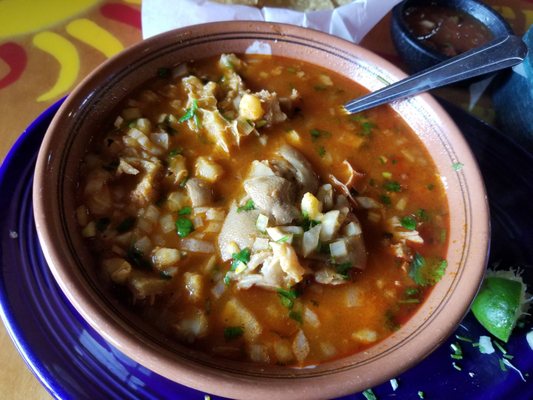 Menudo with all fixings mixed up!