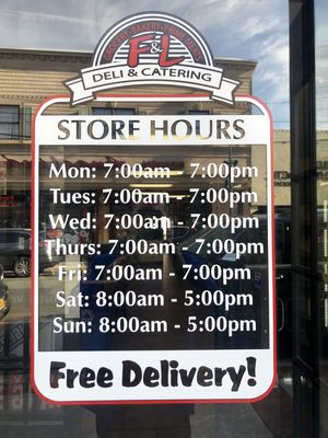 We are open 7 days a week to feed you and offer free delivery!