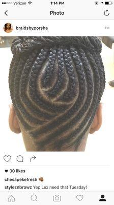 Cornrows with design updo