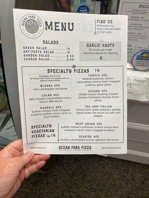 Menu front