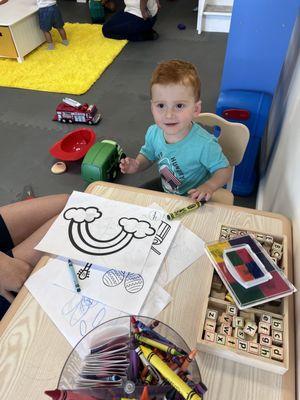 Get creative at our mail station in our indoor play space