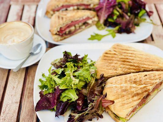 Smoked salmon panini + ham & cheese panini