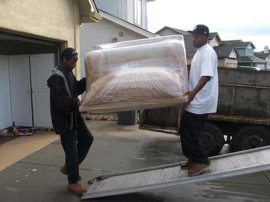 Loading a chair completely wrapped. (Don't Trip).