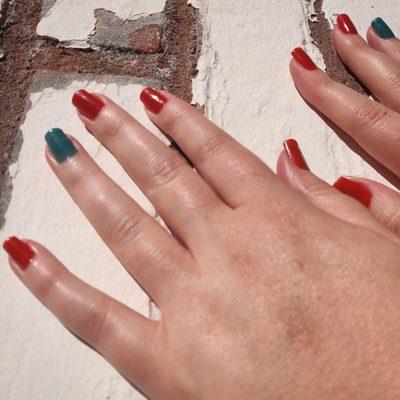 Mix and match fun colours with gel manicures!