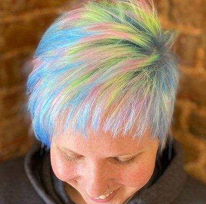 Neon rainbow pixie