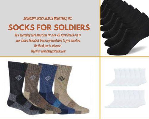 Providing socks for veterans during November Veterans Day Observance.