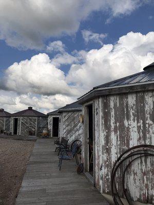 The old grain bins are filled with antiques.