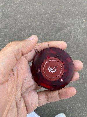 Buzzer to let you know it's your turn to get your food