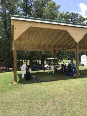 Newly completed spacious sheltered lesson bays with room for lessons and seating for spectators.