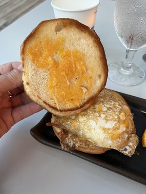 Egg sandwich (supposed to be on croissant).