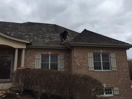 As you can see the front right dormer we have oil treated the rest of the roof we have not