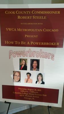 Panel discussion on equal pay for equal work. Came to support Dori, CEO of YWCA Chicago.