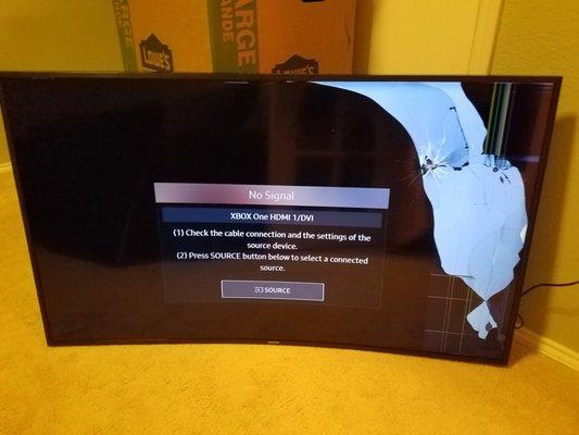Damaged Curved 4k Samsung LCD TV.  Thanks Ameritex!