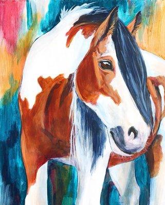 Paint Horse Portrait - Pet Portraits by Jenna Bowles