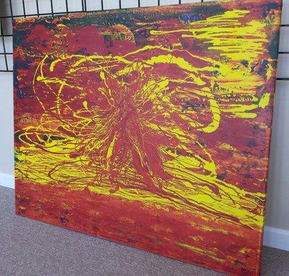 Giant canvas abstract reproduction.