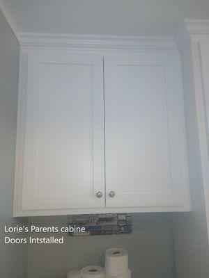 Doors have been installed for Lori's Parents Cabinet.