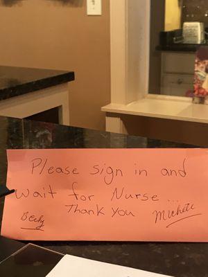 No workers today.RN unhappy saying she's not a secretary-she can't schedule you for a f/u apt or give forms to request medical records?