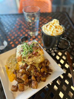 Biscuits and gravy with caramel macchiato yum