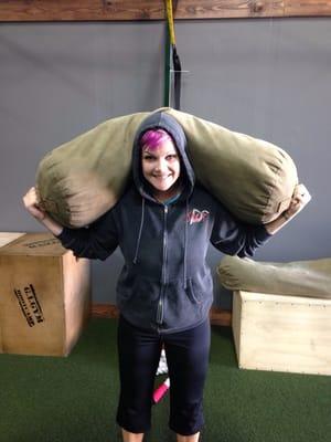 Justing doing my lap with my 65lb sand bag