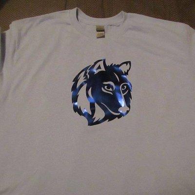 vinyl wolf on shirt