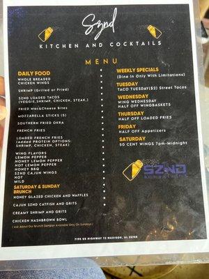 Full menu