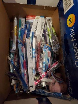 Toothbrush and toothpaste donation to Mary's Place in Burien!