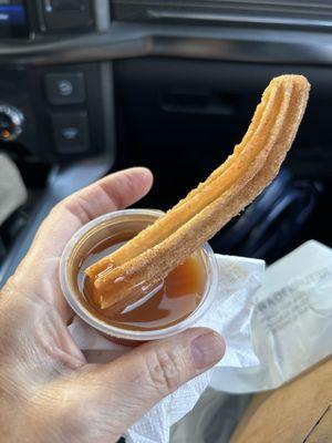 Churro with caramel sauce