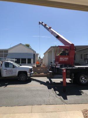 New unit being lowered into place