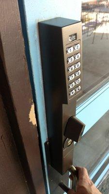 Commercial Storefront lock converted to Code Lock. (Mfd by AlarmLock)