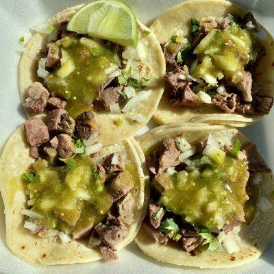 Four Lengua Tacos