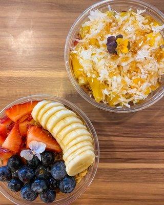 Basic Acai bowl $8.02 and Tropical Breeze Pitaya bowl $8.02