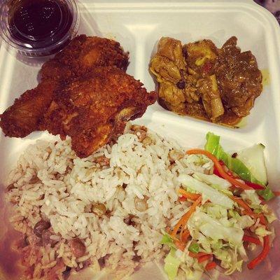 Fried Chicken platter with a taste of curry chicken