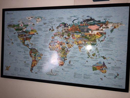 Bucket list map framed by Mike great job and quality.  Around $100.