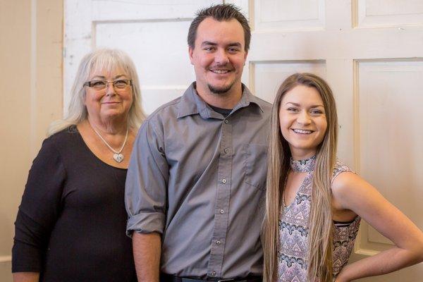 Family owned & operated! Left to right: Connie LeFebvre (owner), grandson Vance, & granddaughter Bree (Manager)