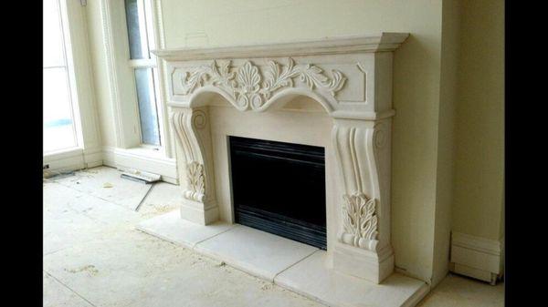 Limestone Fireplace