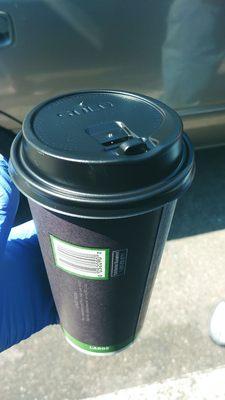 Coffee with marks on the lid