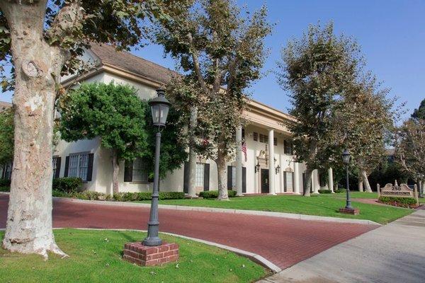 Brick walkways and green setback