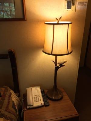 Bedside table. Only one in the room, though.