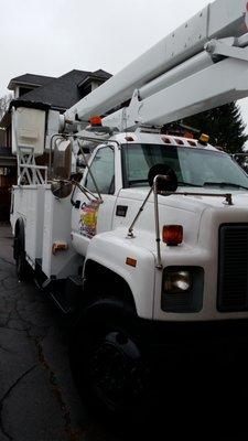 We have a 60' Bucket Truck for High-wire, Electrical Pole and Lighting projects