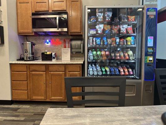 Snacks, Tea, and coffee available in waiting area