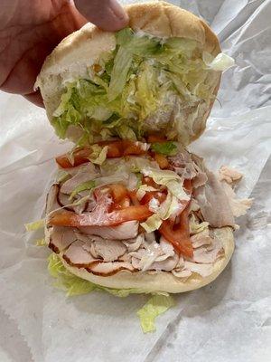 Simple turkey and Swiss on a hard roll