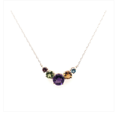 Quality Color Design 14k Multi Color Gemstone Necklace