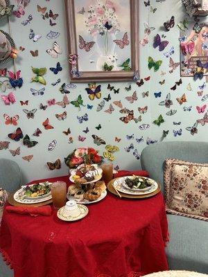 Table set up for afternoon tea on Mother's Day